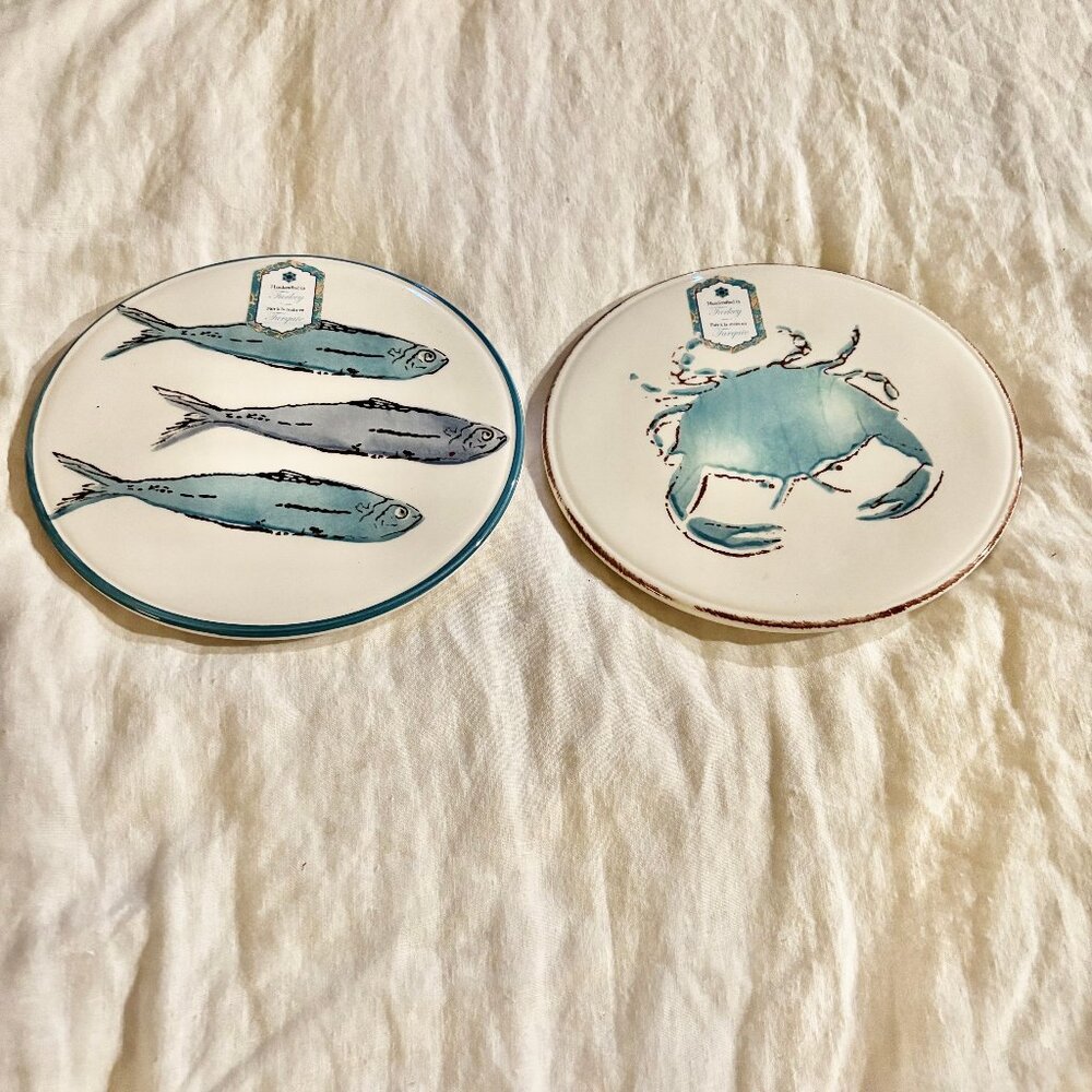 Papart Ceramic Sealife Crab Fish Trivets Set of 2
